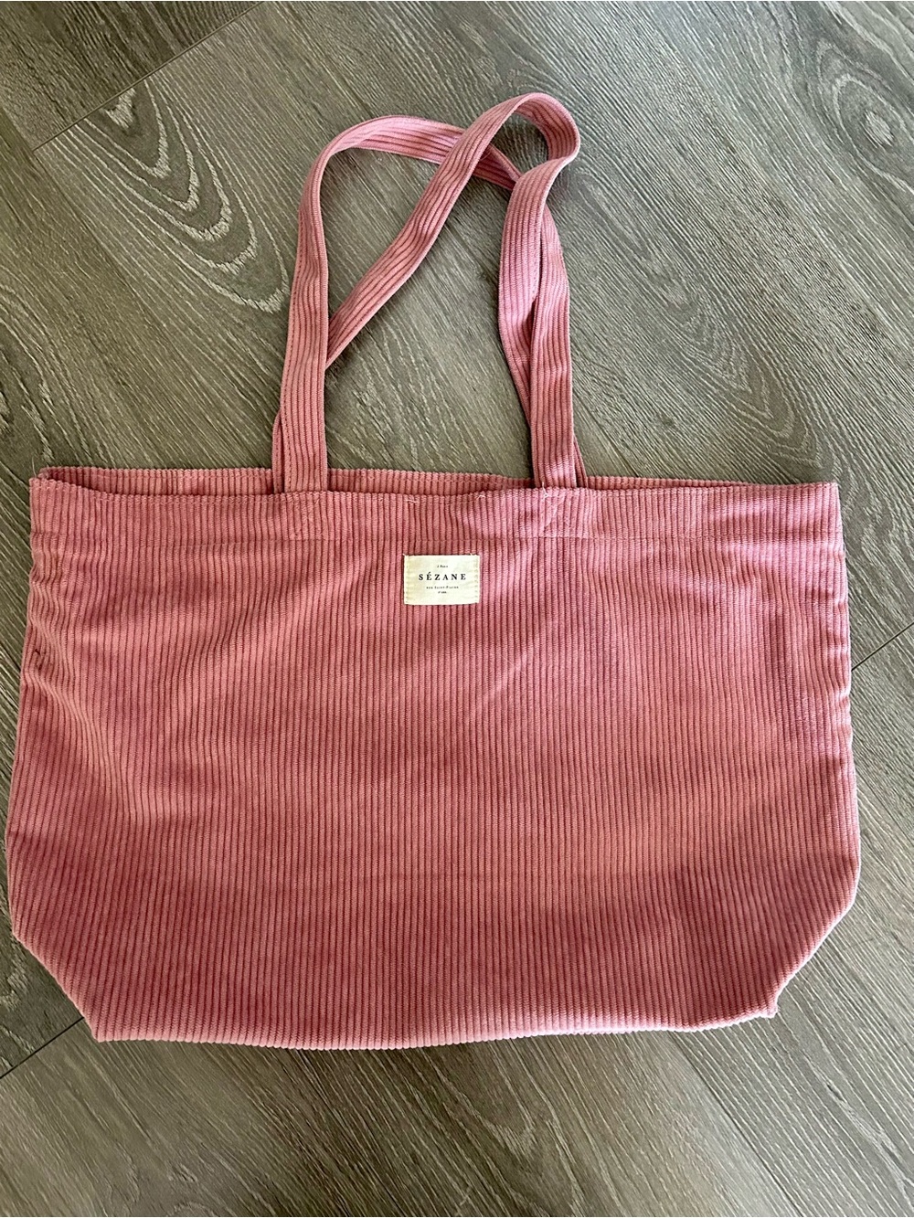 Sezane Pink Corduroy Tote Bag